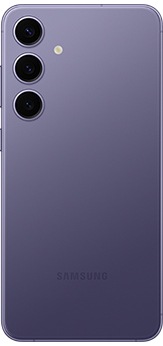 展示秘矿紫的 Galaxy S24+ 手机背面。