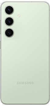 展示碧石绿的 Galaxy S24 手机背面。