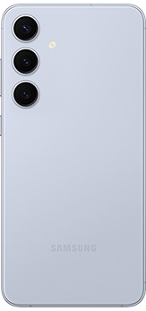 展示冷玉蓝的 Galaxy S24+ 手机背面。