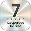 A metallic badge displaying ‘7 Years OS Upgrade for Free’ in bold text.