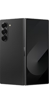 从手机背面看时空黑的Galaxy Z Fold6。