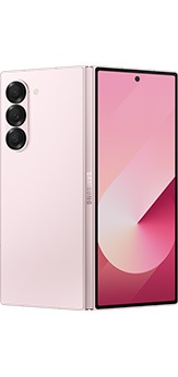  从手机背面看浅玫粉的Galaxy Z Fold6。 